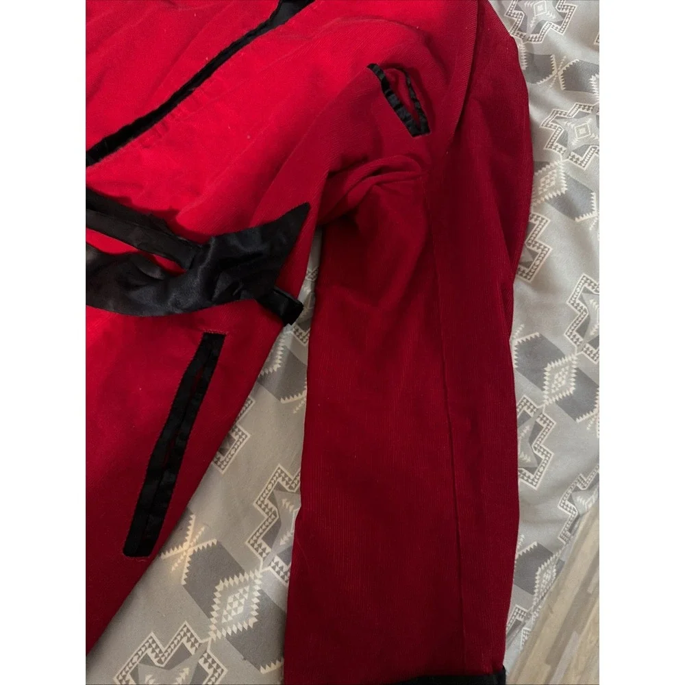 VTG 50-60s Baskin Chicago Mens Large , Red Corduroy Smoking Jacket Lounging Robe
